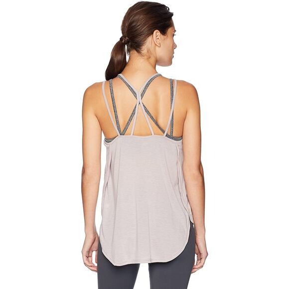 Calvin Klein Performance XSmall Epic Knit Strappy Tank Top Even Sand Cream Mauve - Picture 9 of 10